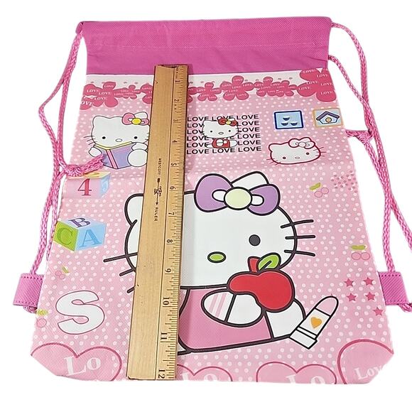 Hello Kitty Love 14" x 10" Drawstring Backpack Vintage NEW - Picture 2 of 4